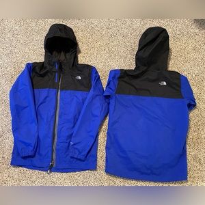 The North Face, two boys, rain jackets, never worn, mesh lining, no flaws